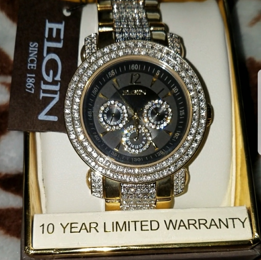 Elgin FG507S Iced Out Chronograph Lab Diamonds